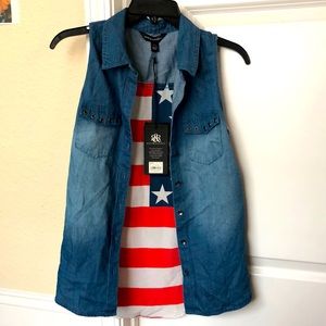 American Flag Jean Top! NEW WITH TAGS!